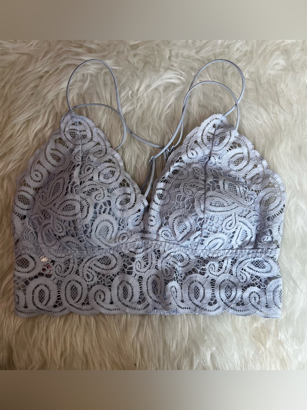 PINK Victoria's Secret Light Gray Crochet Bralette Size Large